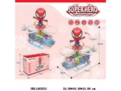 电动万向齿轮直升机蜘蛛侠 带灯光音乐 3*AA无包电_OBL1483531