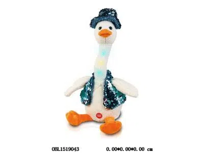 毛绒变装跳舞鸭 带灯光音乐 会录音 会跳舞  3.7V锂电池包电_OBL1519043