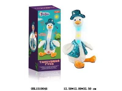 俄文版 毛绒变装跳舞鸭 带灯光音乐 会录音 会跳舞 3.7V锂电池包电_OBL1519046