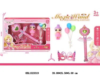 魔法棒带灯光音乐配11cm公仔 3*AA不包电 2色混装_OBL1523319