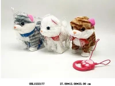 电动毛绒猫带音乐 走路 配牵绳  3*AA电池  不包电_OBL1532177