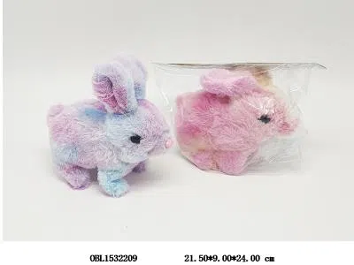 电动毛绒彩虹兔子 带叫 走路   2*AA电池  不包电_OBL1532209