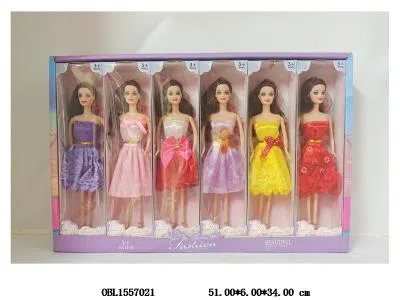 11寸实身芭芘 6盒装1展示盒  主体衣服1款1色 6款混装_OBL1557021