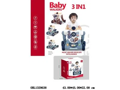 三合一婴儿学步车带灯光音乐 2*AA无包电_OBL1329638