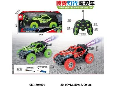 5通遥控车带灯光 喷雾  配USB线 车身3.7V锂电池包电  遥控器2*AA无包电 27频率 2色混装_OBL1594001