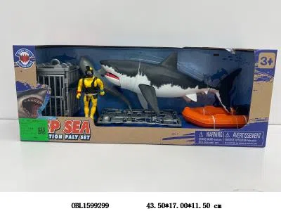 潜水鲨鱼套装 鲨鱼手动开合嘴巴_OBL1599299