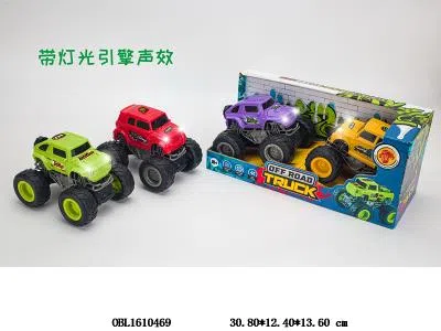 2只装双惯性大脚怪越野车带灯光声音 3*AG13包电 2款4色混装_OBL1610469