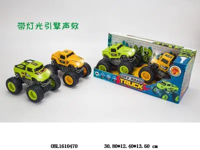 2只装双惯性大脚怪越野车带灯光声音 3*AG13包电 2款2色混装_OBL1610470