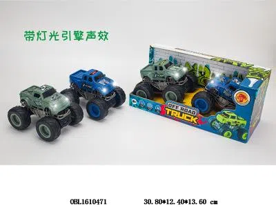 2只装双惯性大脚怪越野车带灯光声音 3*AG13包电 2款2色混装_OBL1610471