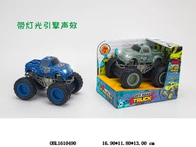 双惯性大脚怪越野车带灯光声音 3*AG13包电 2色混装_OBL1610490