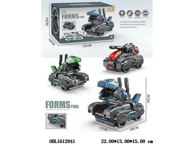 电动变形恐龙坦克带灯光音乐 4*AA不包电 三色混装_OBL1612941