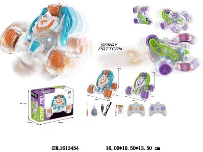 特技翻斗遥控车带灯光音乐喷雾 配USB充电线 车身3.7V包电 遥控器2*AA无包电 2.4G 紫色/橙色_OBL1613454