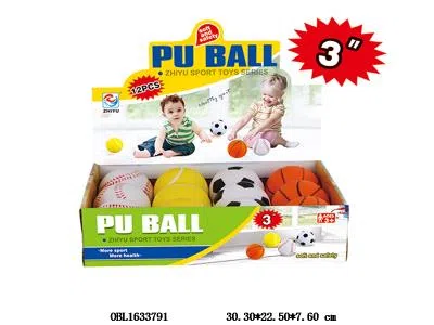 3寸PU球  足/篮/网/棒球 4款混装 12粒装1展示盒_OBL1633791