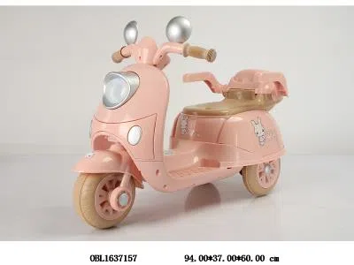 电动摩托车带灯光音乐配充电线 6v4.5AH电瓶包电 粉/黄_OBL1637157