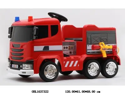 遥控消防车童车带灯光音乐配充电线 12V7AH电瓶包电 2.4G手机蓝牙遥控 红/粉_OBL1637322