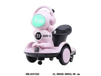 儿童遥控电动平衡车带灯光音乐配遥控器 充电线 6V4.5AH电瓶包电 粉、绿、白 白袋加纸箱_OBL1637455