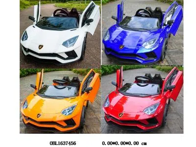 儿童电动双座兰博基尼童车配充电线 可开门  12V电瓶包电 红/白/橘/蓝色_OBL1637456