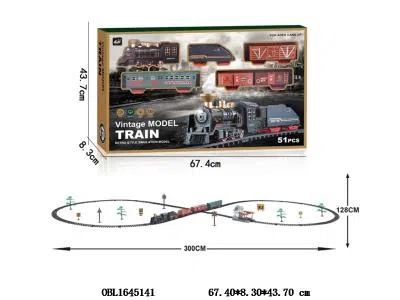 电动古典轨道火车套装带灯光声音喷雾 4*AA无包电_OBL1645141