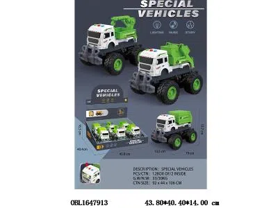 惯性环卫车带灯光声音 3*AG13包电 6只装1展示盒 3款混装_OBL1647913