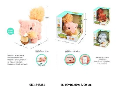 电动毛绒松鼠带声音 2*AA不包电 3色混装_OBL1648361