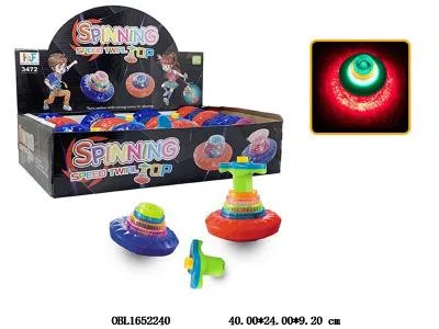 飞碟UFO陀螺带闪光音乐 3*AG13包电 2色混装 12只装1展示盒_OBL1652240