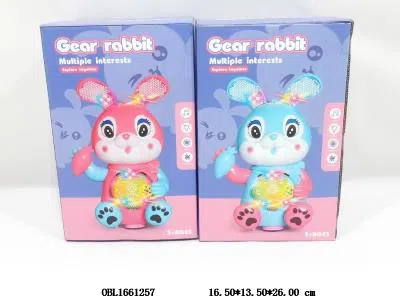 电动万向齿轮兔带灯光音乐 3*AA不包电 2色混装_OBL1661257
