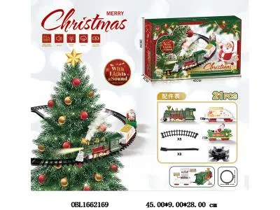 电动悬挂圣诞树轨道火车套装带灯光声音 加水冒烟 4*AA无包电_OBL1662169