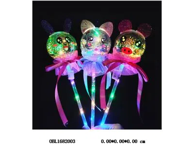 卡通发光闪光仙女棒带灯光 3*AG13包电 3款混装_OBL1682003