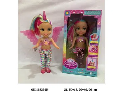 14寸实身独角兽翅膀带芭芘带灯光 英文IC 3*AA不包电 衣服2款混装_OBL1683645