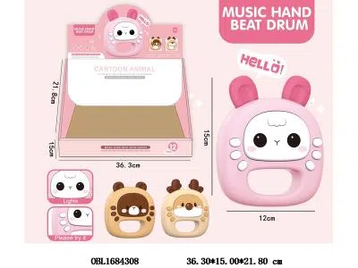 手拍鼓带灯光音乐 2*AAA包电 3款混装 12只装1展示盒_OBL1684308