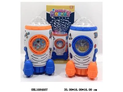 电动太空火箭泡泡机配USB线 锂电池包电 2色混装_OBL1684607