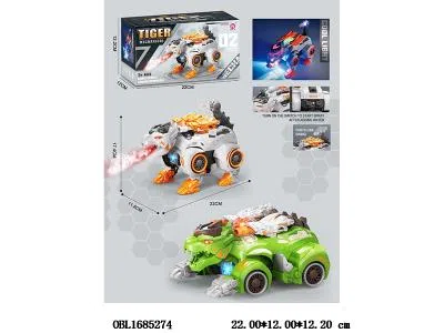 电动变形老虎带灯光音乐喷雾 3*AA不包电 2款混装_OBL1685274