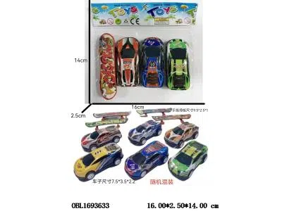 3只装合金回力赛车 配手指滑板_OBL1693633