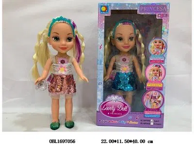 14寸实身芭芘娃娃带灯光音乐 英文IC 3*AA不包电 衣服2款混装_OBL1697056