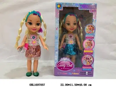 14寸实身芭芘娃娃带灯光音乐 西文IC 3*AA不包电 衣服2款混装_OBL1697057