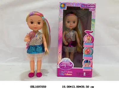 14寸实身芭芘娃娃带灯光音乐 西文IC 3*AA不包电 衣服3款混装_OBL1697059