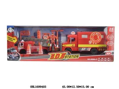 消防套装 滑行消防车带灯光声音 2粒AG13包电 滑行消防云梯车_OBL1699403