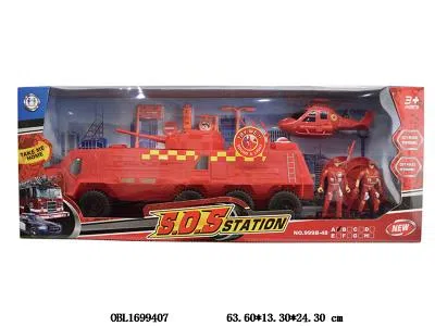 消防套装 滑行装甲车带灯光声音 2*AG13包电 无功能直升机_OBL1699407