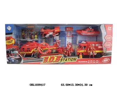 消防套装 滑行飞机带灯光声音 2*AG13包电 滑行消防车/摩托车/小船_OBL1699417