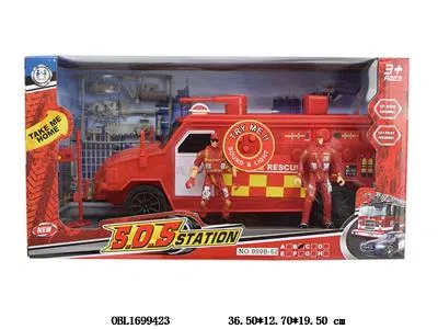 消防套装 滑行押运车带水炮 带灯光声音 2*AG13包电_OBL1699423