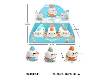 卡通按压玩具鸡 3色混装 9只装1展示_OBL1709730