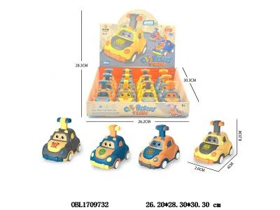卡通按压玩具车 4色混装 12只装1展示 擦边汽车总动员_OBL1709732