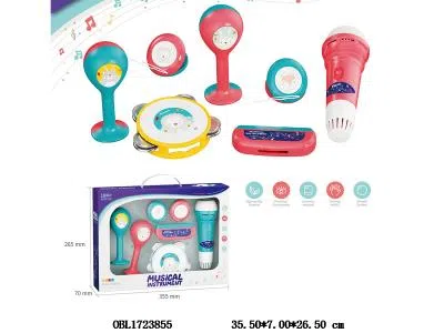 乐器组合套装 铃鼓 响锤 麦克风 口琴_OBL1723855