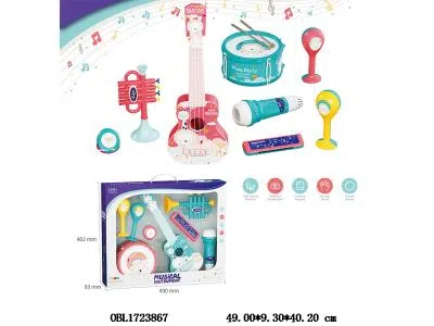 乐器组合套装 爵士鼓 尤克里里 响锤 喇叭 麦克风 口琴_OBL1723867