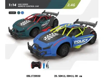1:14遥控高速警车 可开门 配USB线 车身3.7V锂电池包电 遥控器2AA不包电 2.4G频率 2色混装_OBL1729930