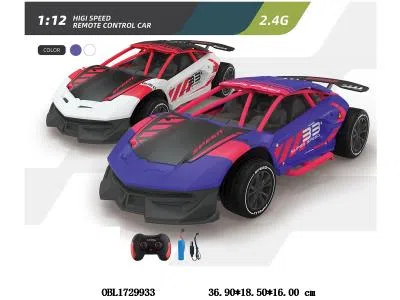 1:12遥控车 配USB线 车身3.7V锂电池包电 遥控器2AA不包电 2.4G频率 2色混装_OBL1729933