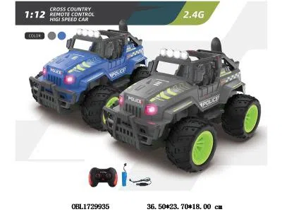 1:12遥控高速警车 配USB线 车身3.7V锂电池包电 遥控器2AA不包电 2.4G频率 2色混装_OBL1729935