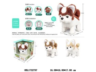 电动毛绒小狗带声音 点头/摇尾 2*AA不包电 3色混装_OBL1732797