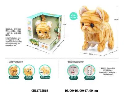 电动毛绒花纹猫带声音 点头/摇尾 2*AA不包电_OBL1732818