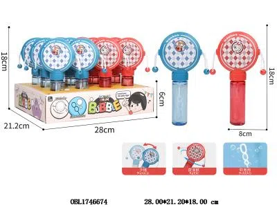 拨浪鼓沙锤泡泡棒 50ml 12支装一展示盒 2色混装_OBL1746674